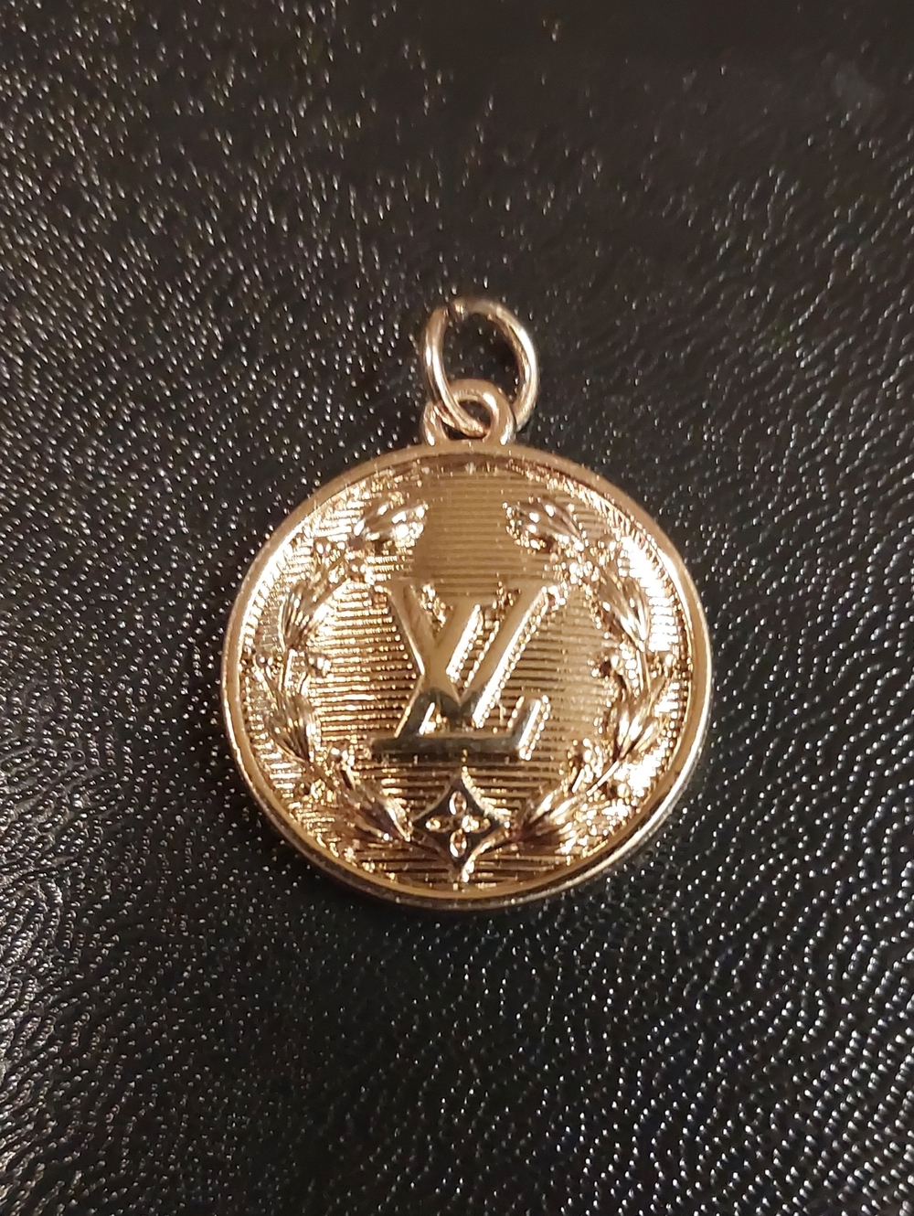 LV Gold-Tone Medallion Charm Logo Pendant